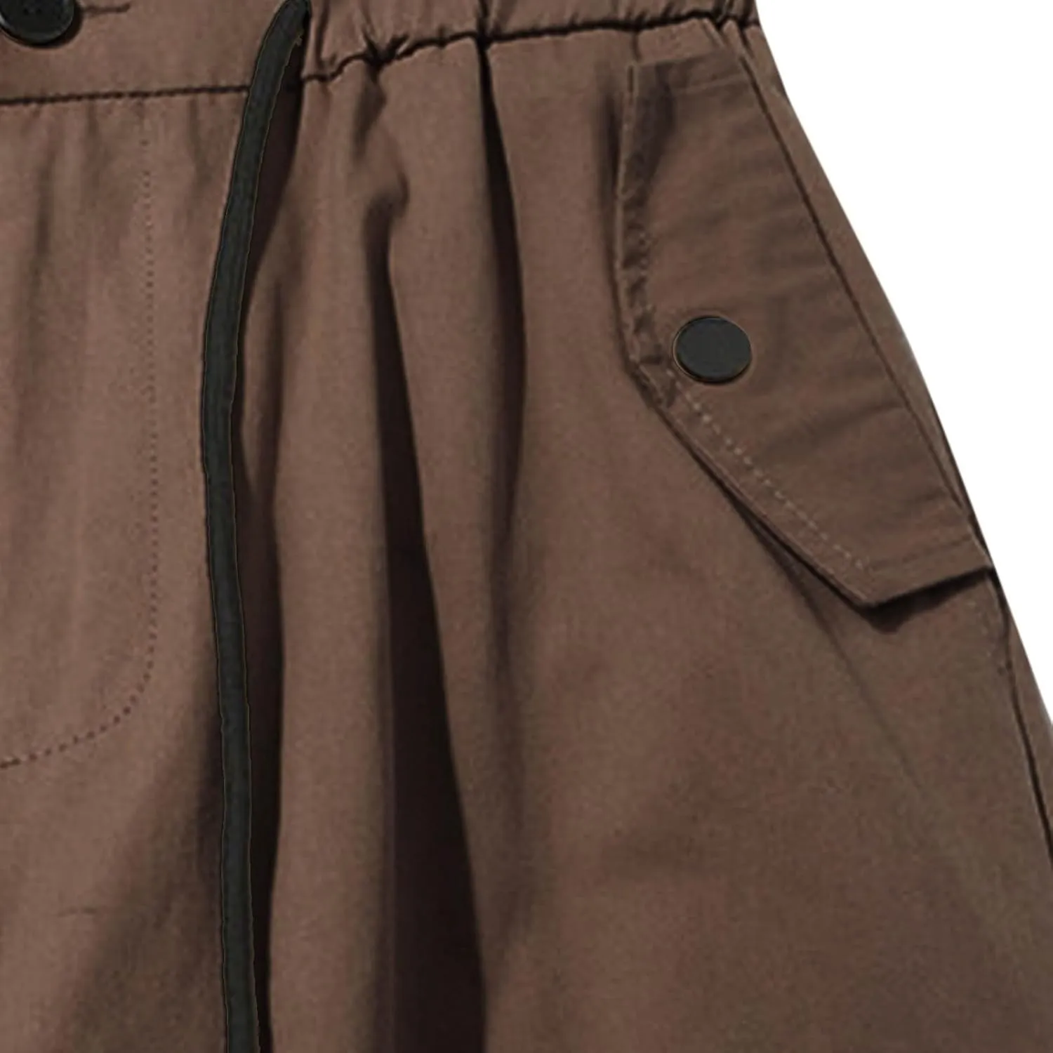 Mens Loose Straight Elastic Waist Cargo Pant Wide-Leg Drawstring Trousers Solid Multi-Pockets Pants Plus Size M-5xl