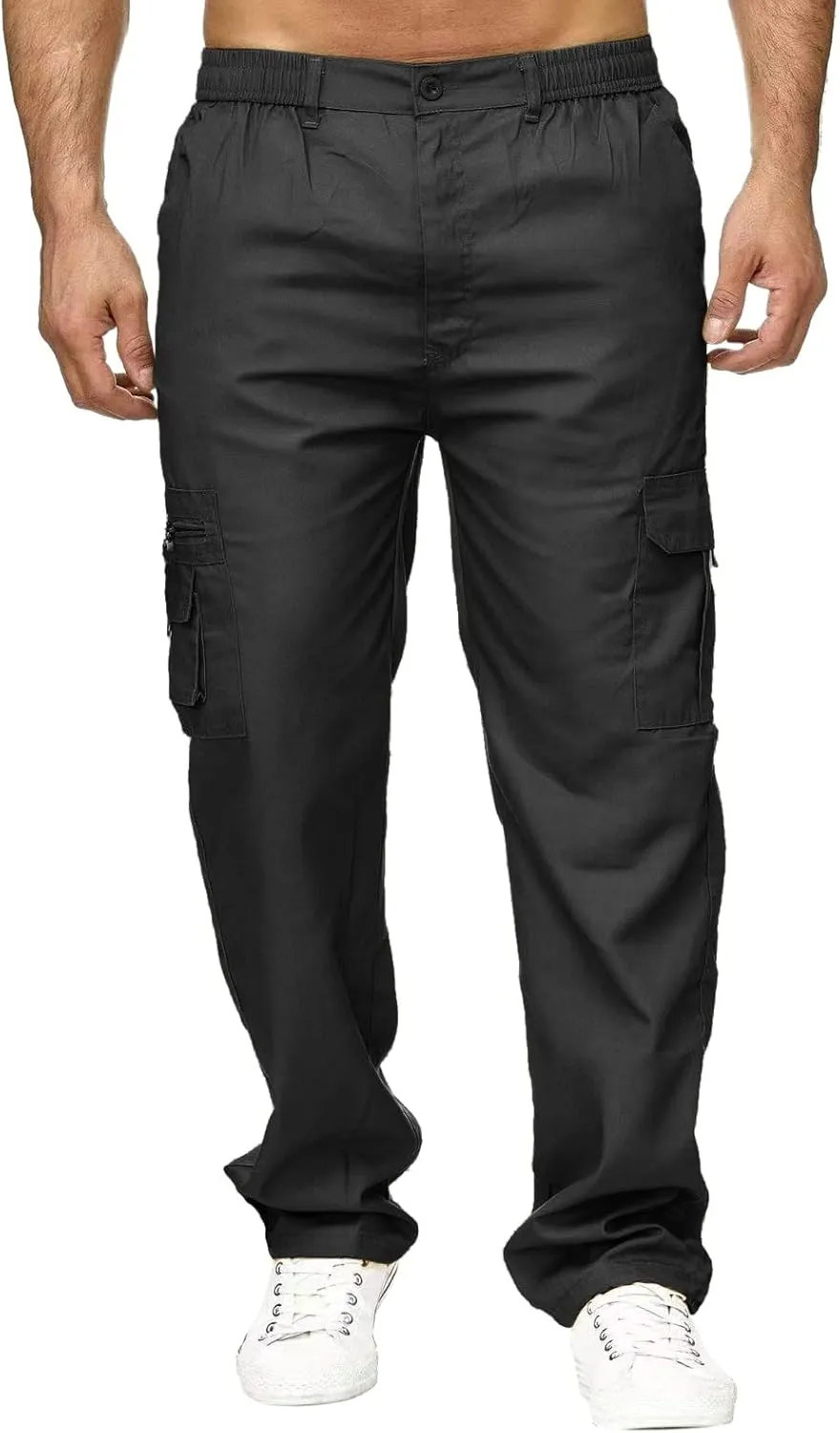 Men's Outdoor Cargo Pants Lightweight Relaxed Fit Tactical Pant Hiking Jogger Multi Pockets Fashion Trousers