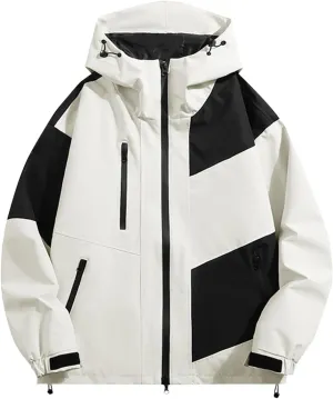 Men's Outdoor Hiking Rain Jacket Hooded Windbreaker Lightweight Softshell Jackets Waterproof Rain Coats with Pockets