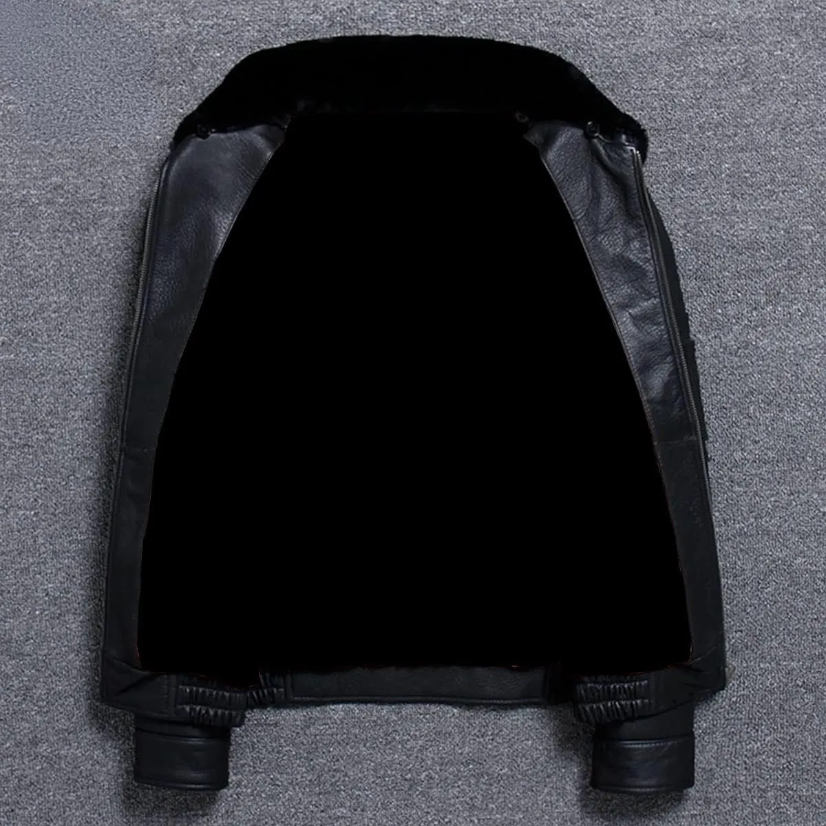 Men's Premium B3 Aviator Black Bomber Geniune Sheepskin Real Shearling Fur Leather Jacket.