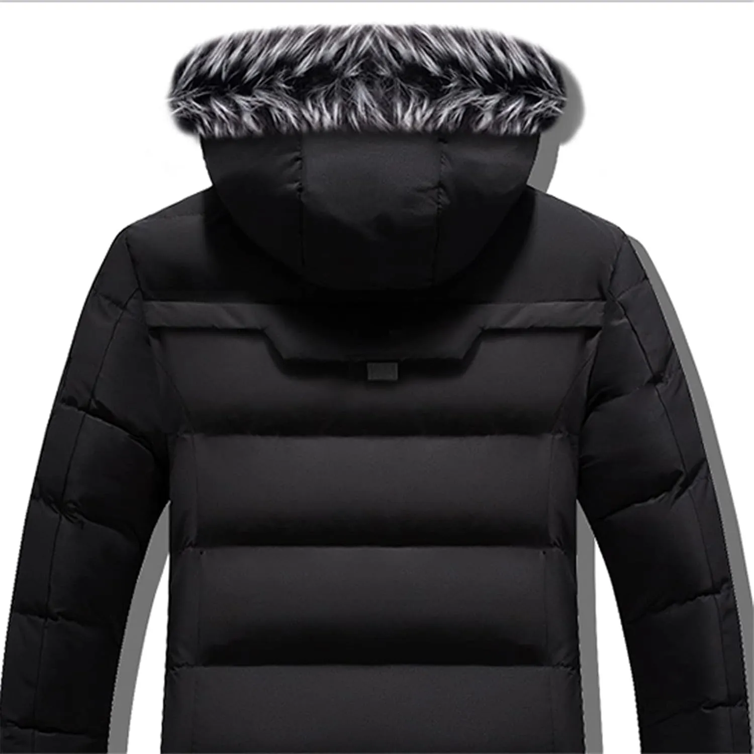 Mens Puffer Jacket, Sports Full Zip Long Sleeve Puffer Jackets Work Padded Jacket Thicken Hooded Down Jacket Men