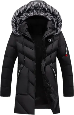 Mens Puffer Jacket, Sports Full Zip Long Sleeve Puffer Jackets Work Padded Jacket Thicken Hooded Down Jacket Men