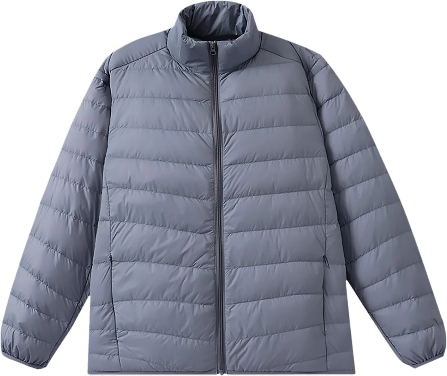 Mens Puffer Jacket with Hood, Warm Zip Up Long Sleeve Down Coat with Pockets Running Rain Jacket Work Down Parka Jacket Men