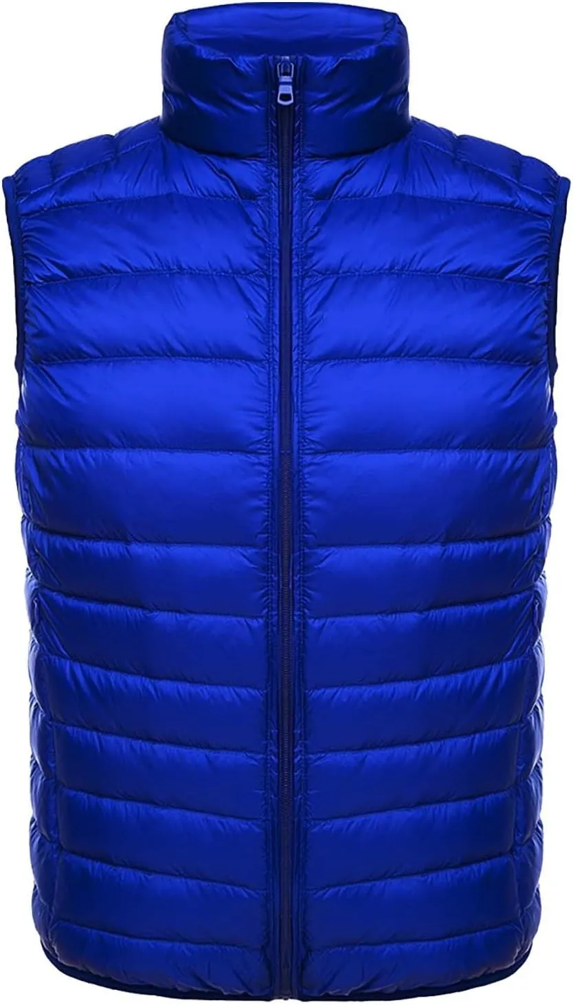 Men's Puffer Vest Windproof Winter Outdoor Zipper Sleeveless Warm Puffey Jacket Lightweight Packable Puffer Vest