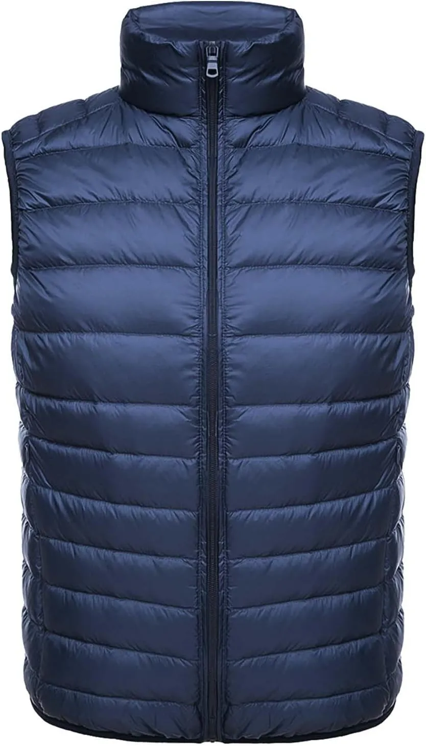 Men's Puffer Vest Windproof Winter Outdoor Zipper Sleeveless Warm Puffey Jacket Lightweight Packable Puffer Vest