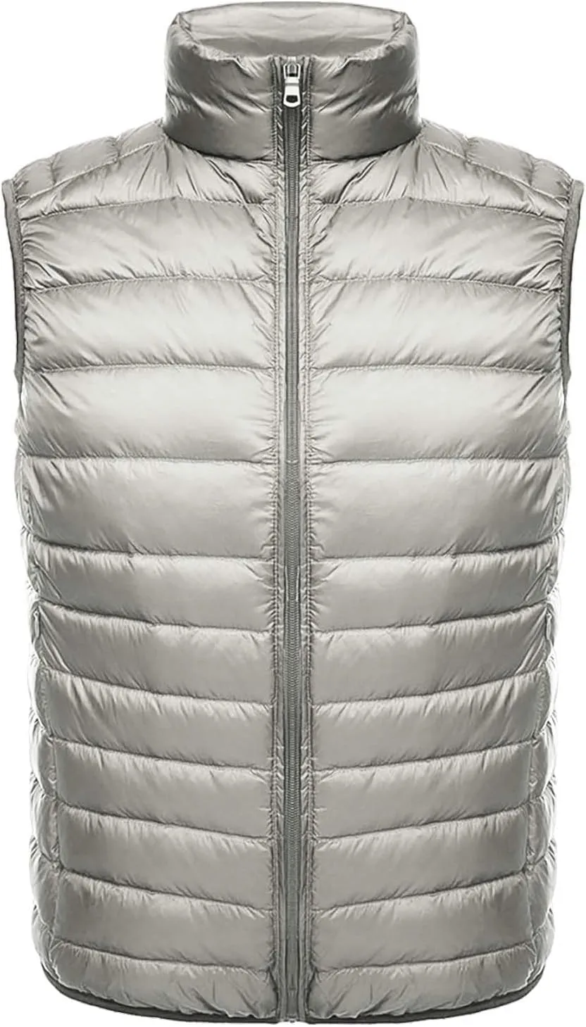 Men's Puffer Vest Windproof Winter Outdoor Zipper Sleeveless Warm Puffey Jacket Lightweight Packable Puffer Vest