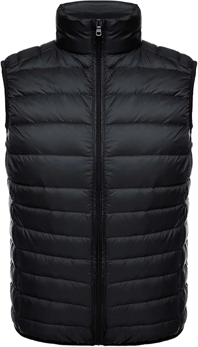 Men's Puffer Vest Windproof Winter Outdoor Zipper Sleeveless Warm Puffey Jacket Lightweight Packable Puffer Vest