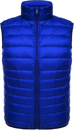 Men's Puffer Vest Windproof Winter Outdoor Zipper Sleeveless Warm Puffey Jacket Lightweight Packable Puffer Vest