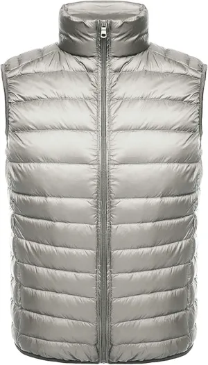 Men's Puffer Vest Windproof Winter Outdoor Zipper Sleeveless Warm Puffey Jacket Lightweight Packable Puffer Vest