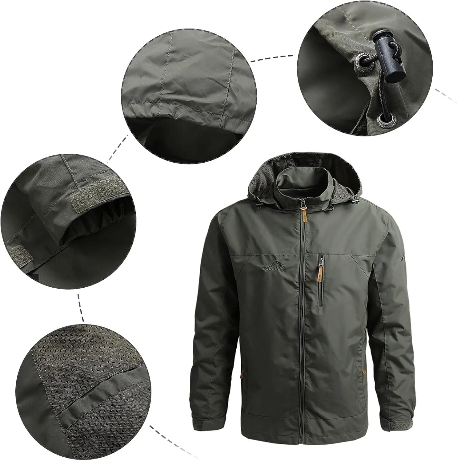 Mens Rain Coats Waterproof with Hood Rain Jacket Lightweight Rain Pullover for Hiking Golf Running