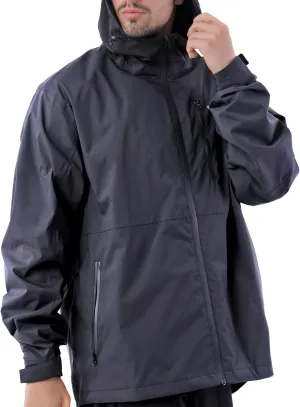 Mens Rain Jacket, Lightweight Waterproof Windproof Hooded Raincoat, with Side zip Hiking Cycling Coat Windbreaker