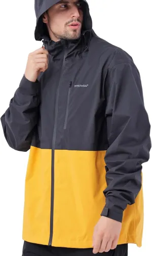 Mens Rain Jacket, Lightweight Waterproof Windproof Hooded Raincoat, with Side zip Hiking Cycling Coat Windbreaker