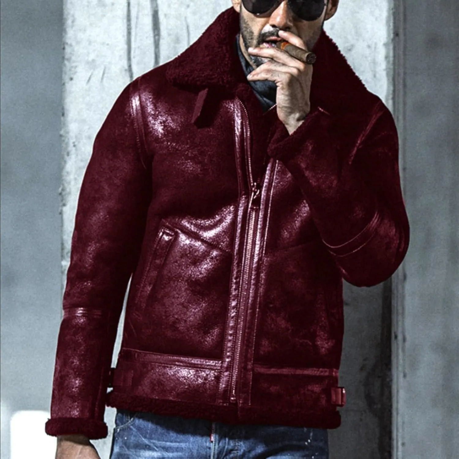 Mens Sherpa Jacket Fleece Lined Jacket Full Zip Winter Jackets Casual Military Bomber Jackets Fall Winter Warm Coats
