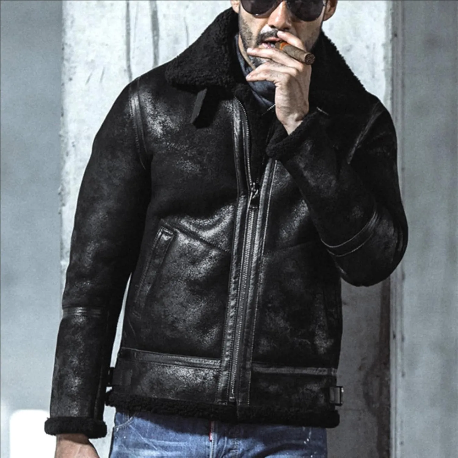 Mens Sherpa Jacket Fleece Lined Jacket Full Zip Winter Jackets Casual Military Bomber Jackets Fall Winter Warm Coats