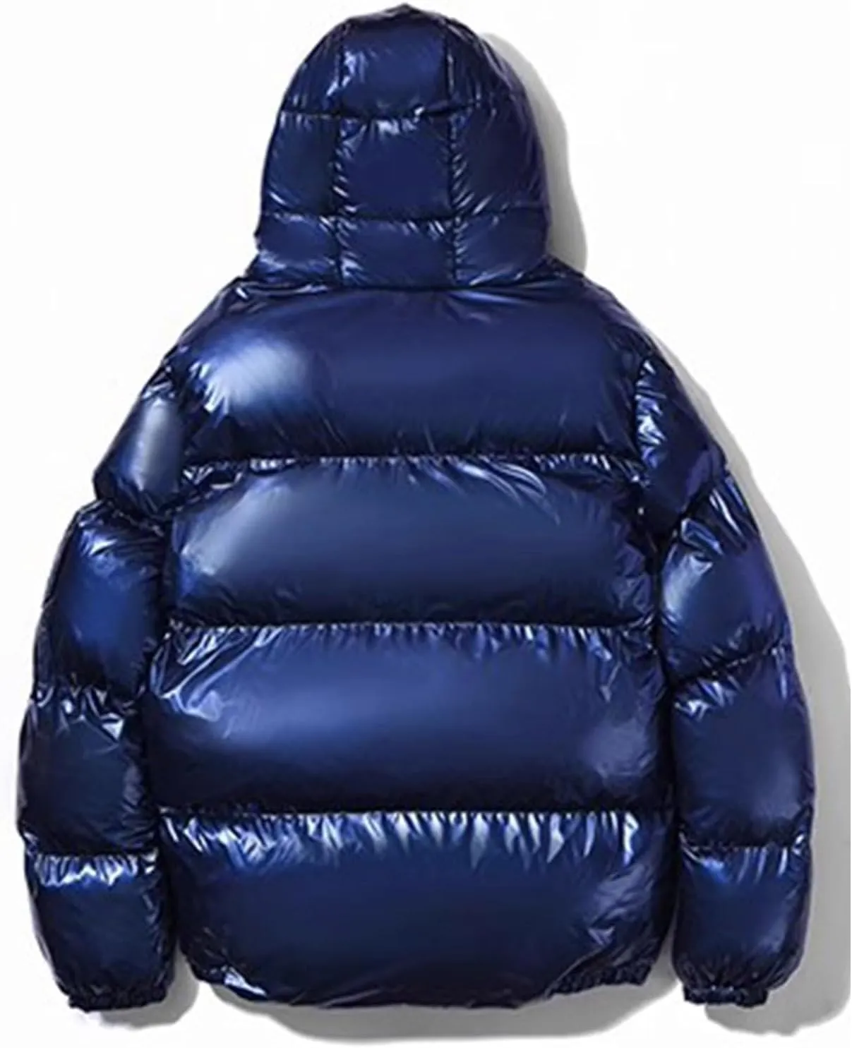 Men's Shiny Hooded Puffer Jackets Coat Thermal Winter Down Coats Waterproof Insulated Padded Puffy Jacket Outerwear