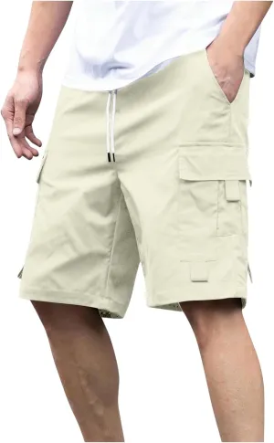 Mens Shorts Casual Loose Fit Cool Summer Outdoor Camp SweatShorts Fashion Drawstring Straight Shorts Leg with Pocket