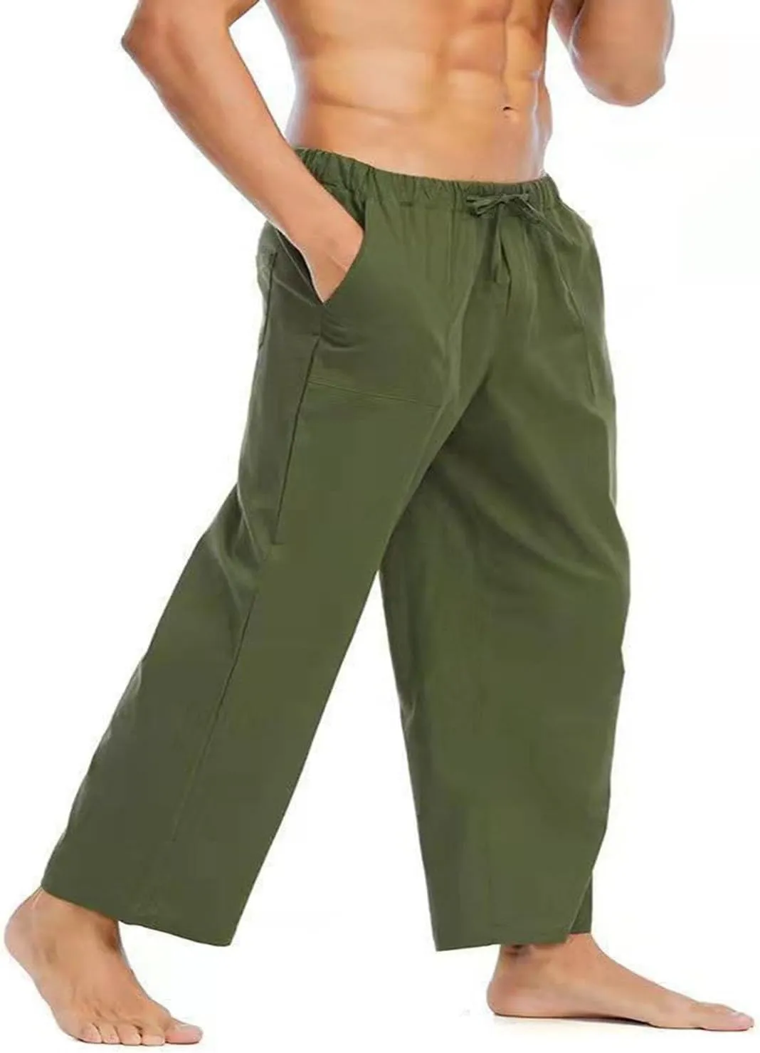 Men's Soft Casual Pants Elastic Waist Stretch Drawstring Relaxed Fit Pants Lightweight Pants Quick Dry Yoga Trousers