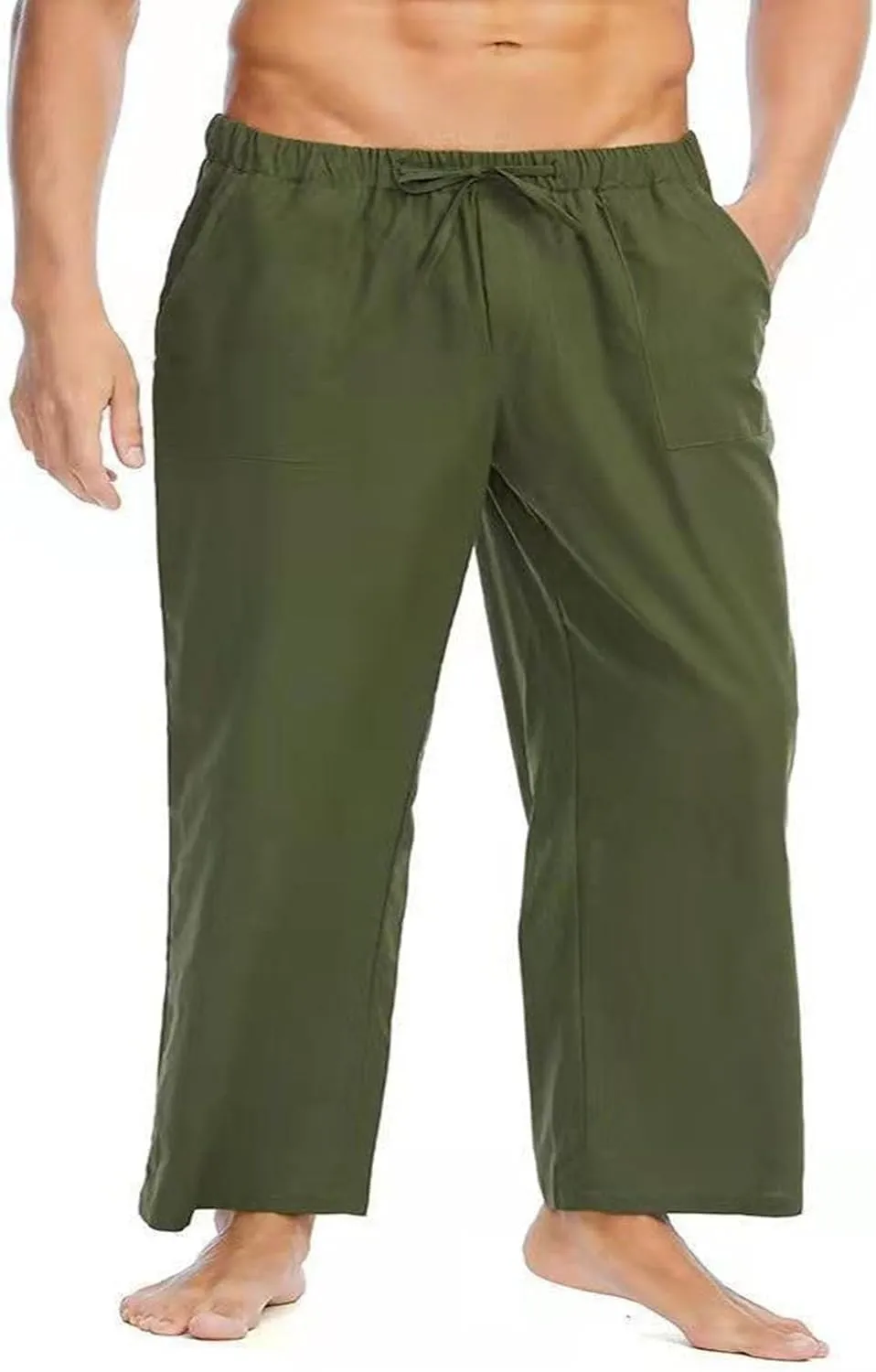 Men's Soft Casual Pants Elastic Waist Stretch Drawstring Relaxed Fit Pants Lightweight Pants Quick Dry Yoga Trousers