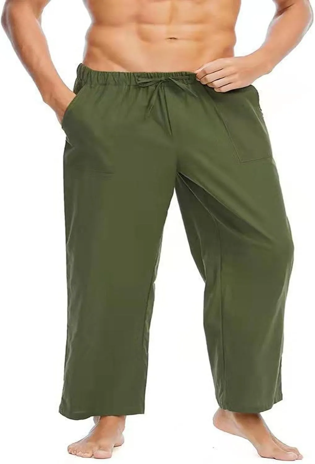 Men's Soft Casual Pants Elastic Waist Stretch Drawstring Relaxed Fit Pants Lightweight Pants Quick Dry Yoga Trousers