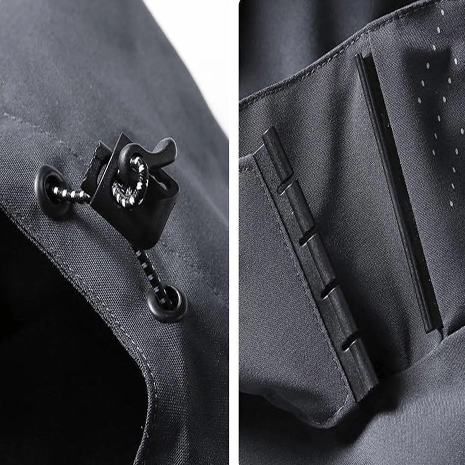 Men's Solid Waterproof Drawstring Windproof Trendy Zipper With Pocket Hooded Jacket 2024 Long Sleeve Shell Jacket