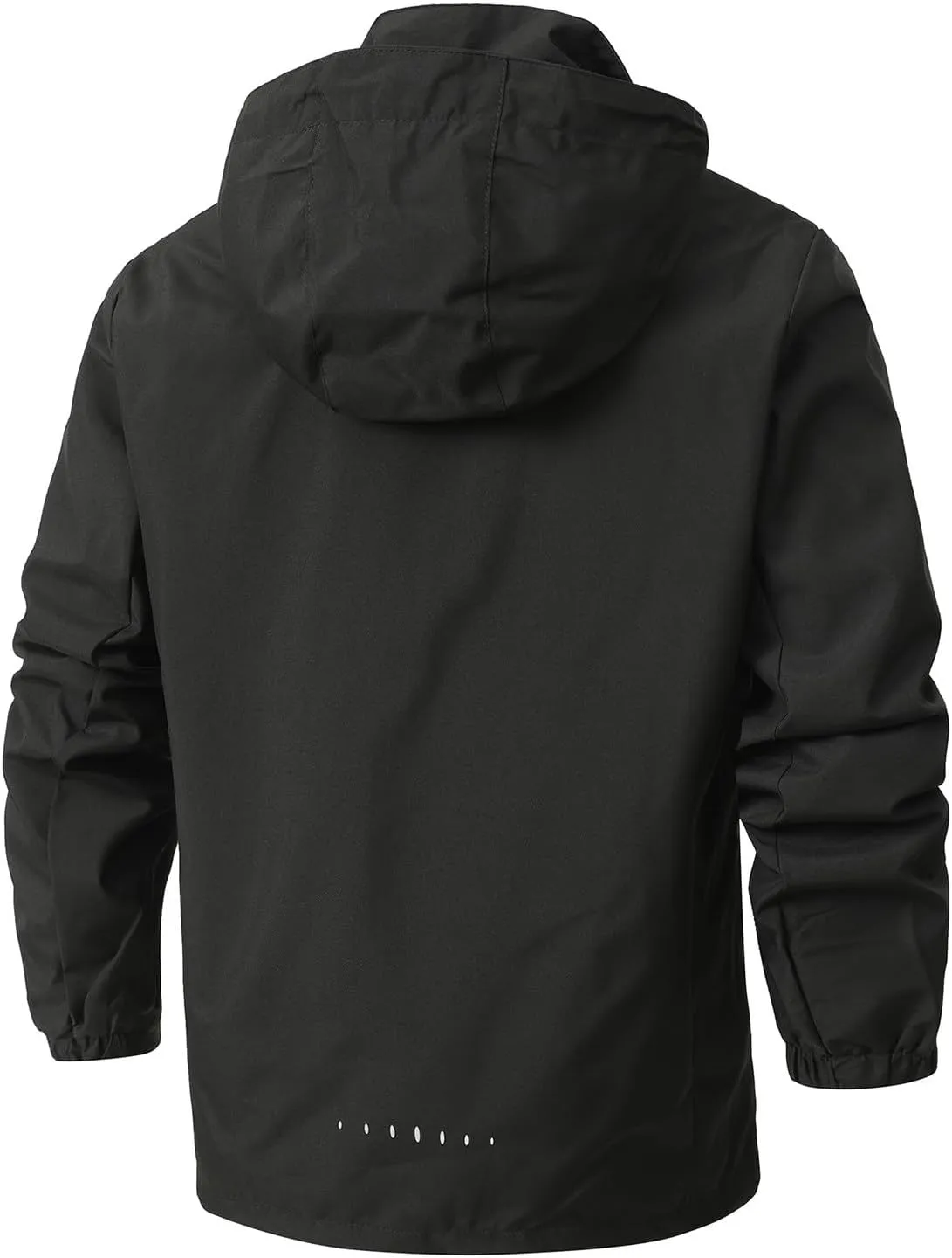 Men's Solid Waterproof Drawstring Windproof Trendy Zipper With Pocket Hooded Jacket 2024 Long Sleeve Shell Jacket