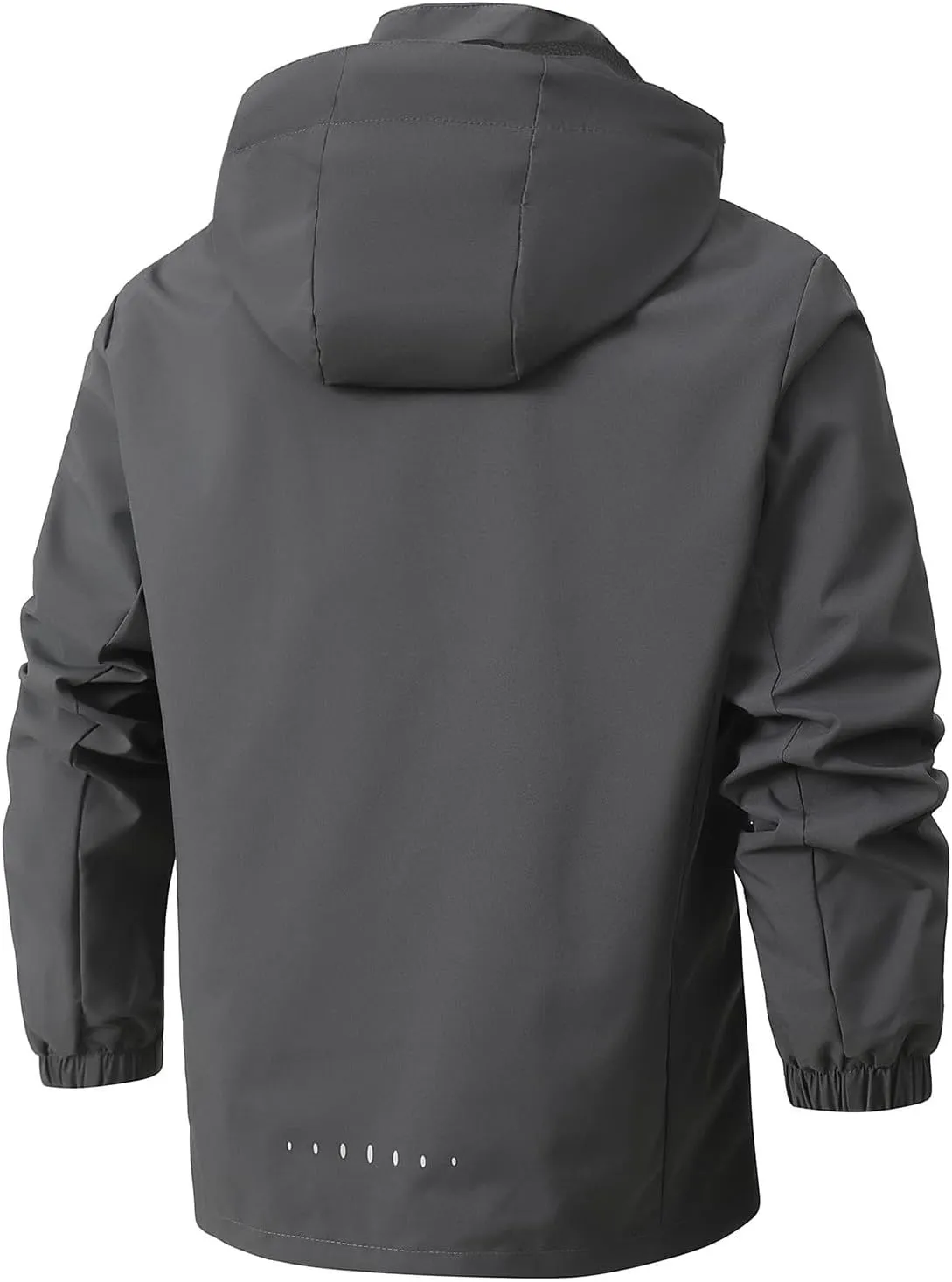 Men's Solid Waterproof Drawstring Windproof Trendy Zipper With Pocket Hooded Jacket 2024 Long Sleeve Shell Jacket