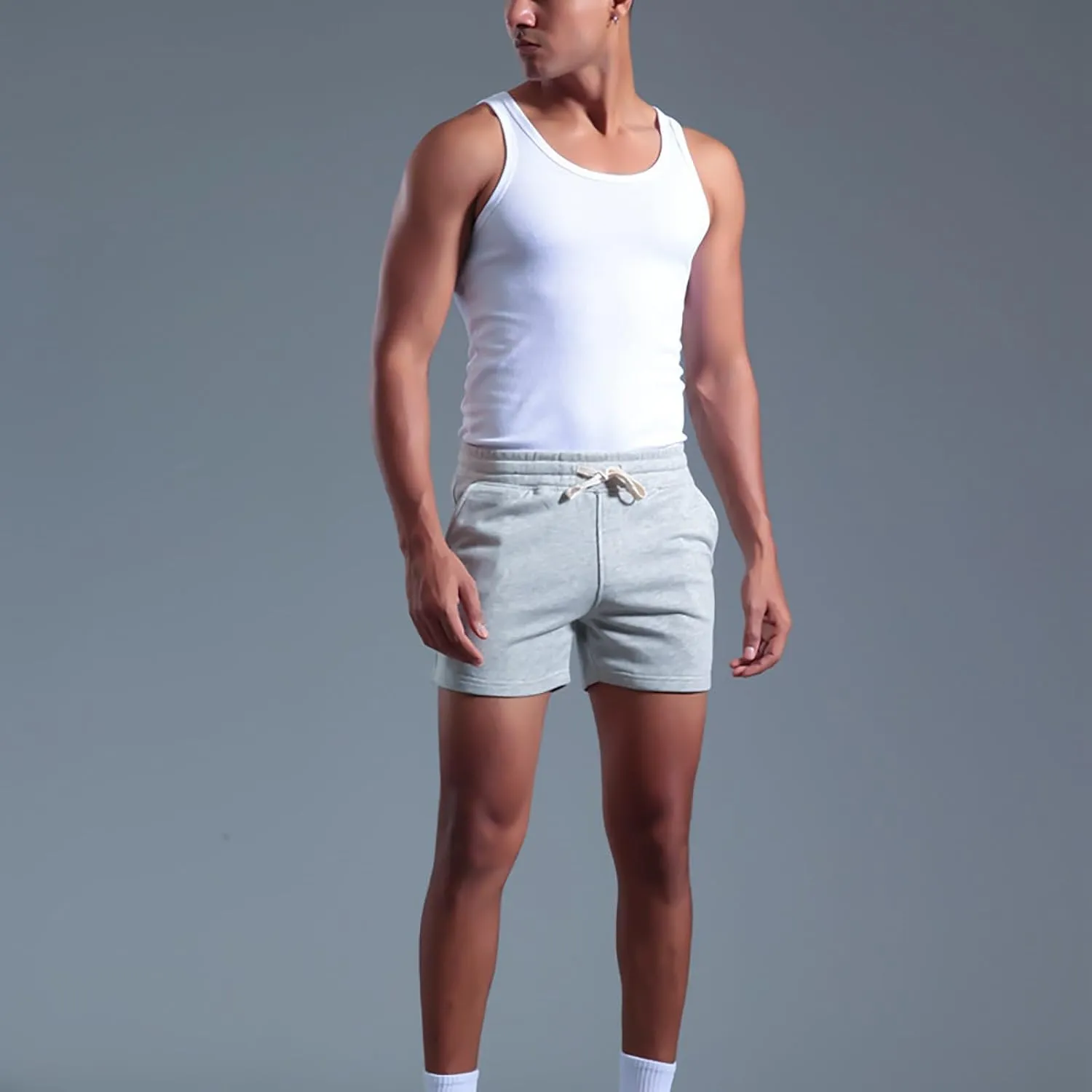 Mens Stretch Cotton Basic Athletic Running Shorts Quick Dry 5 Inches Gym Workout Shorts Training Sports Short Pants