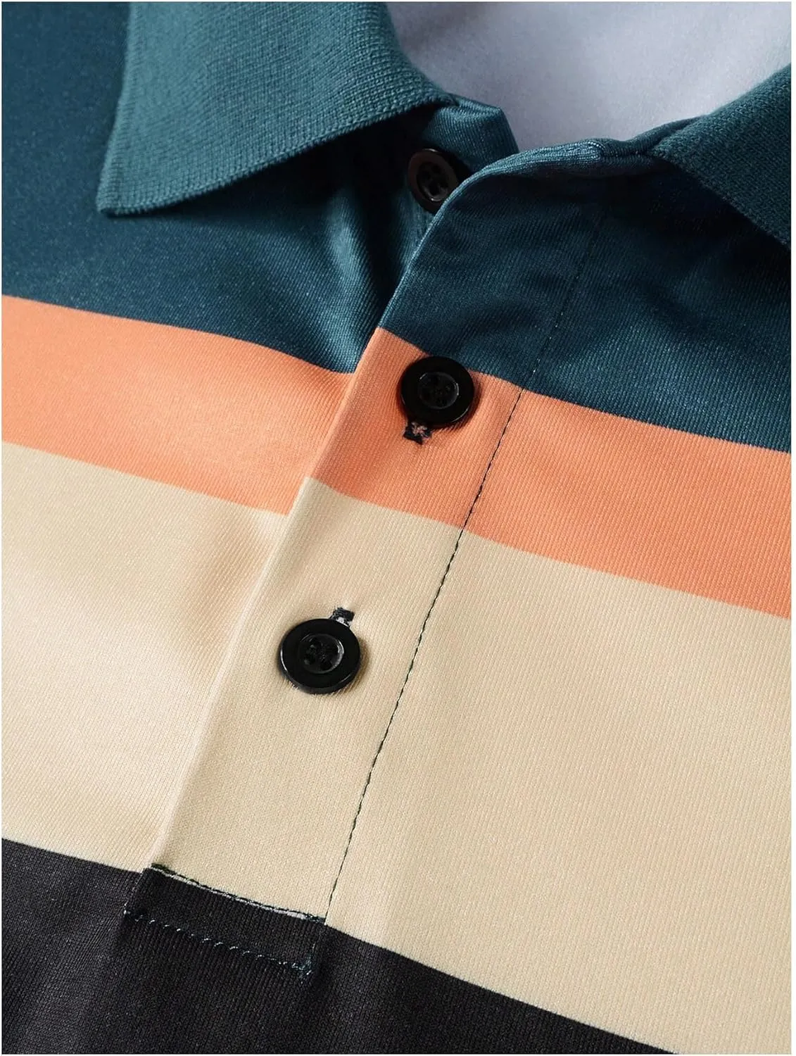 Men's Striped Golf Shirt Casual Colorblock Short Sleeve Collared Tennis Shirts