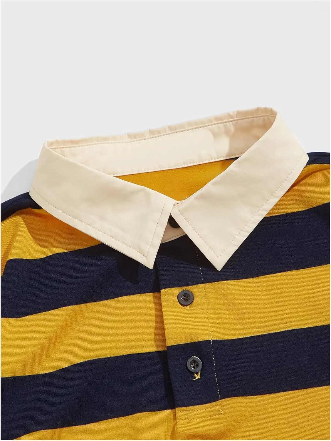 Men's Striped Golf Shirt Casual Colorblock Short Sleeve Collared Tennis Shirts