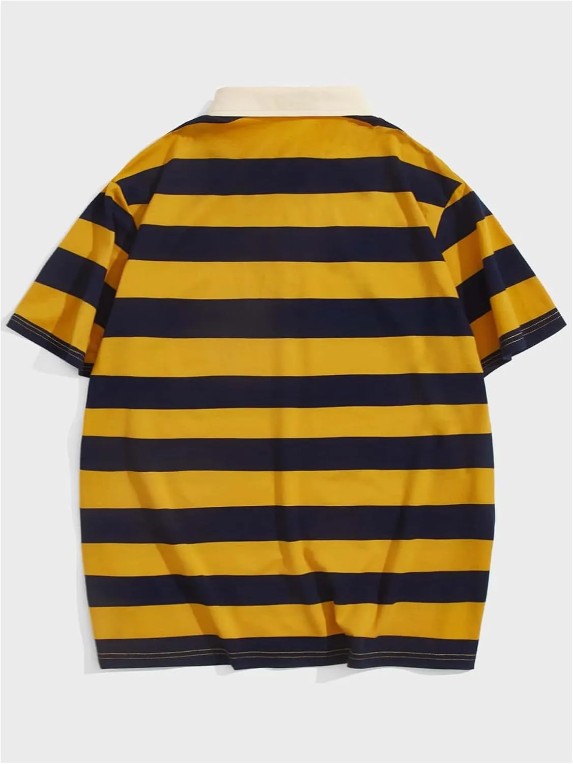 Men's Striped Golf Shirt Casual Colorblock Short Sleeve Collared Tennis Shirts