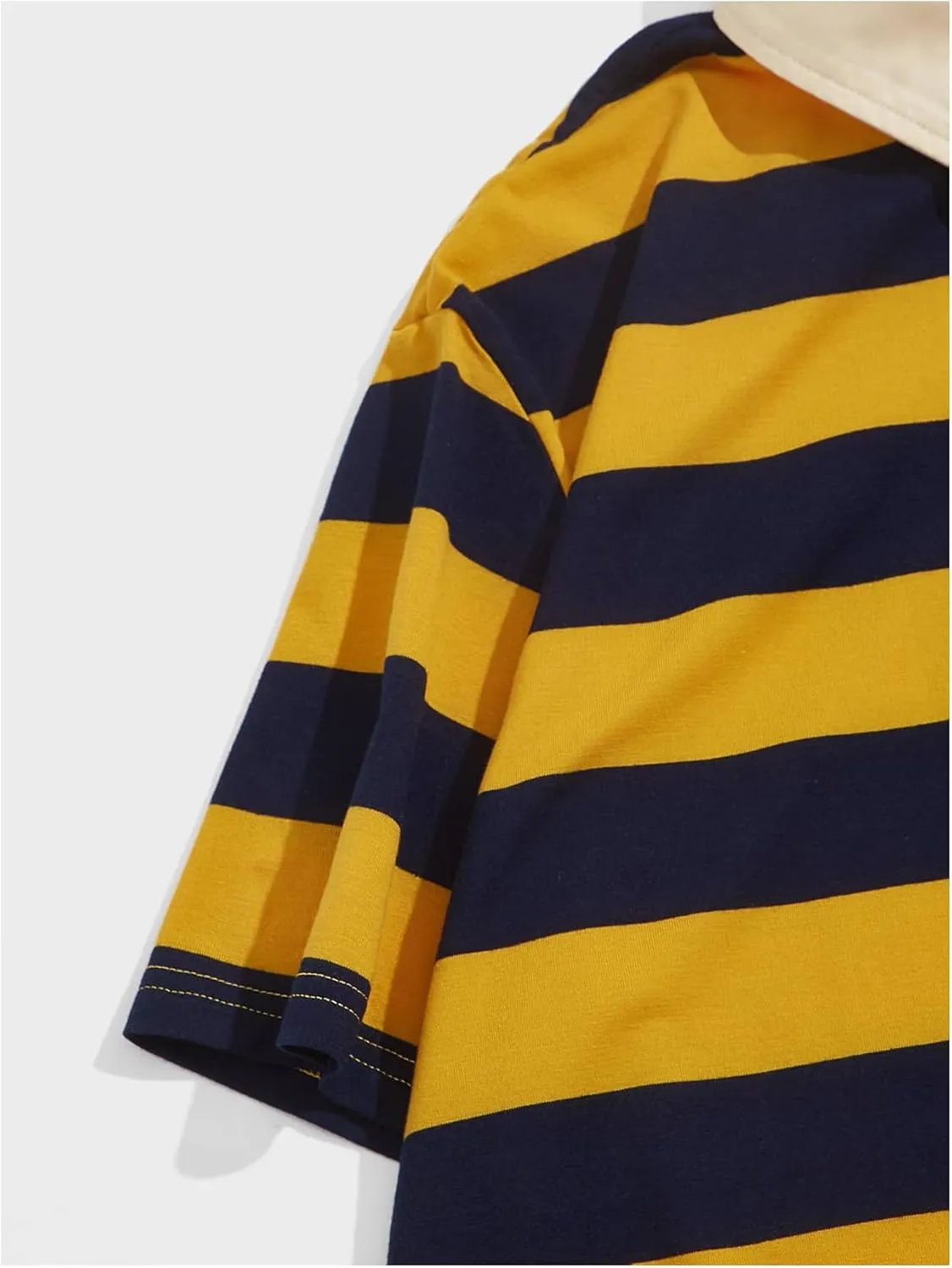 Men's Striped Golf Shirt Casual Colorblock Short Sleeve Collared Tennis Shirts