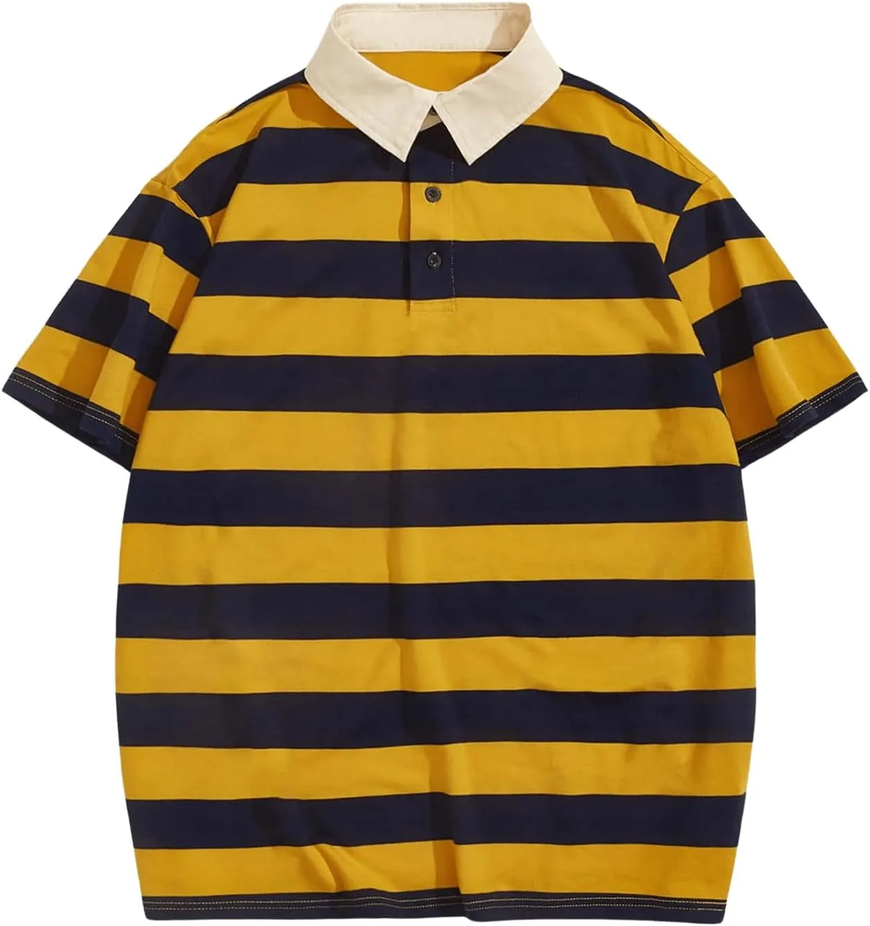 Men's Striped Golf Shirt Casual Colorblock Short Sleeve Collared Tennis Shirts
