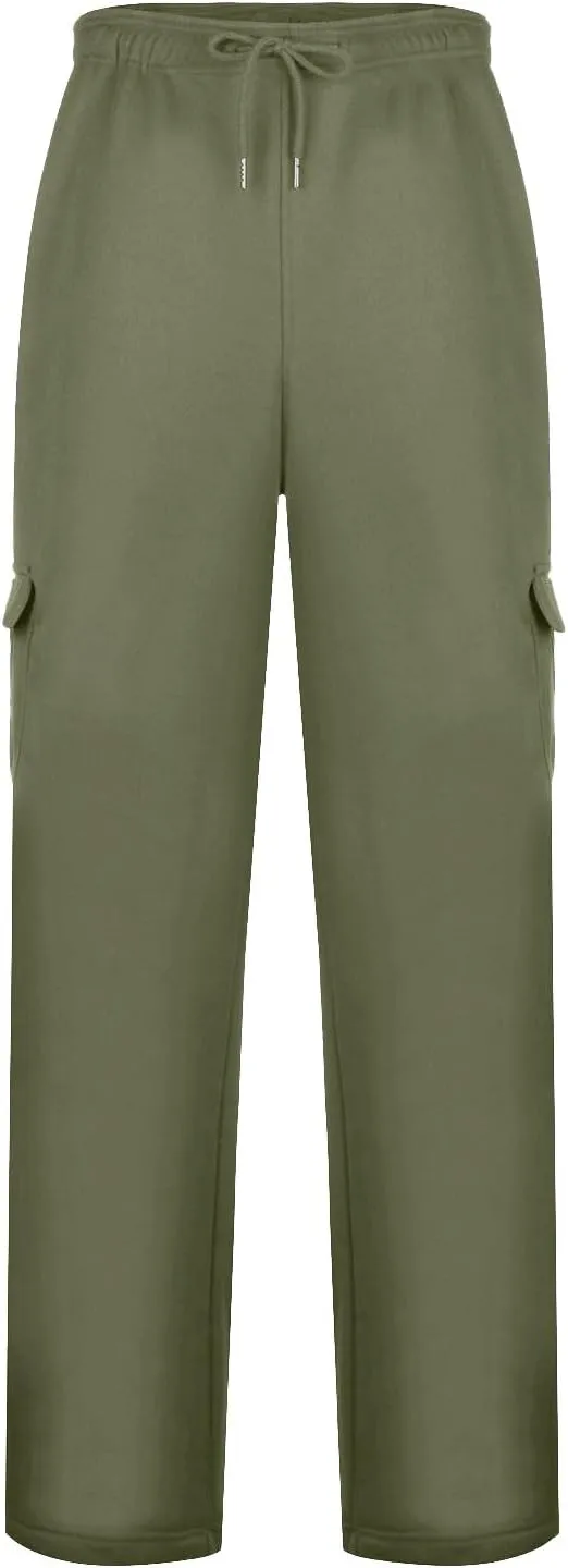 Mens Sweatpants with Pockets Big and Tall Heavyweight Cargo Fleece Sweatpants Stretch Elastic Waist Jogger Baggy Sports