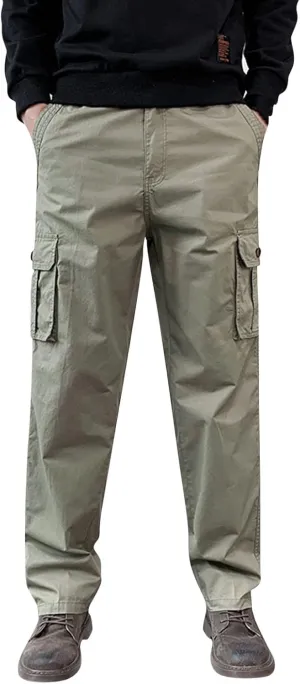 Mens Sweatpants with Pockets Big and Tall Lightweight Outdoor Straight Type Fitness Pants Multiple Pockets Cargo Pants
