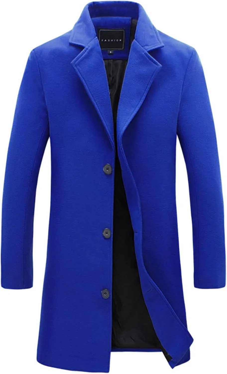 Mens Trench Coat Notched Collar Single Breasted Mid Length Peacoat Winter Overcoat with Pockets Warm Windbreaker