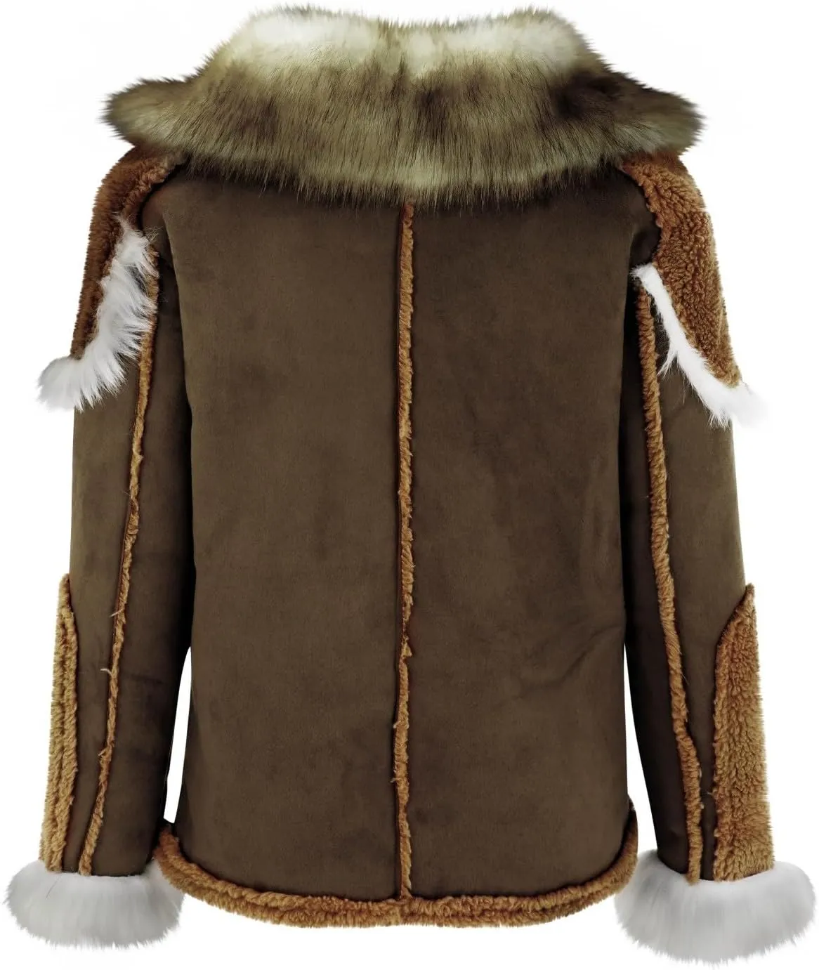 Mens Winter Jackets Faux Leather Sherpa Lined Bomber Jacket Warm Turn Down Collar Coats Long Sleeve Padded Jacket