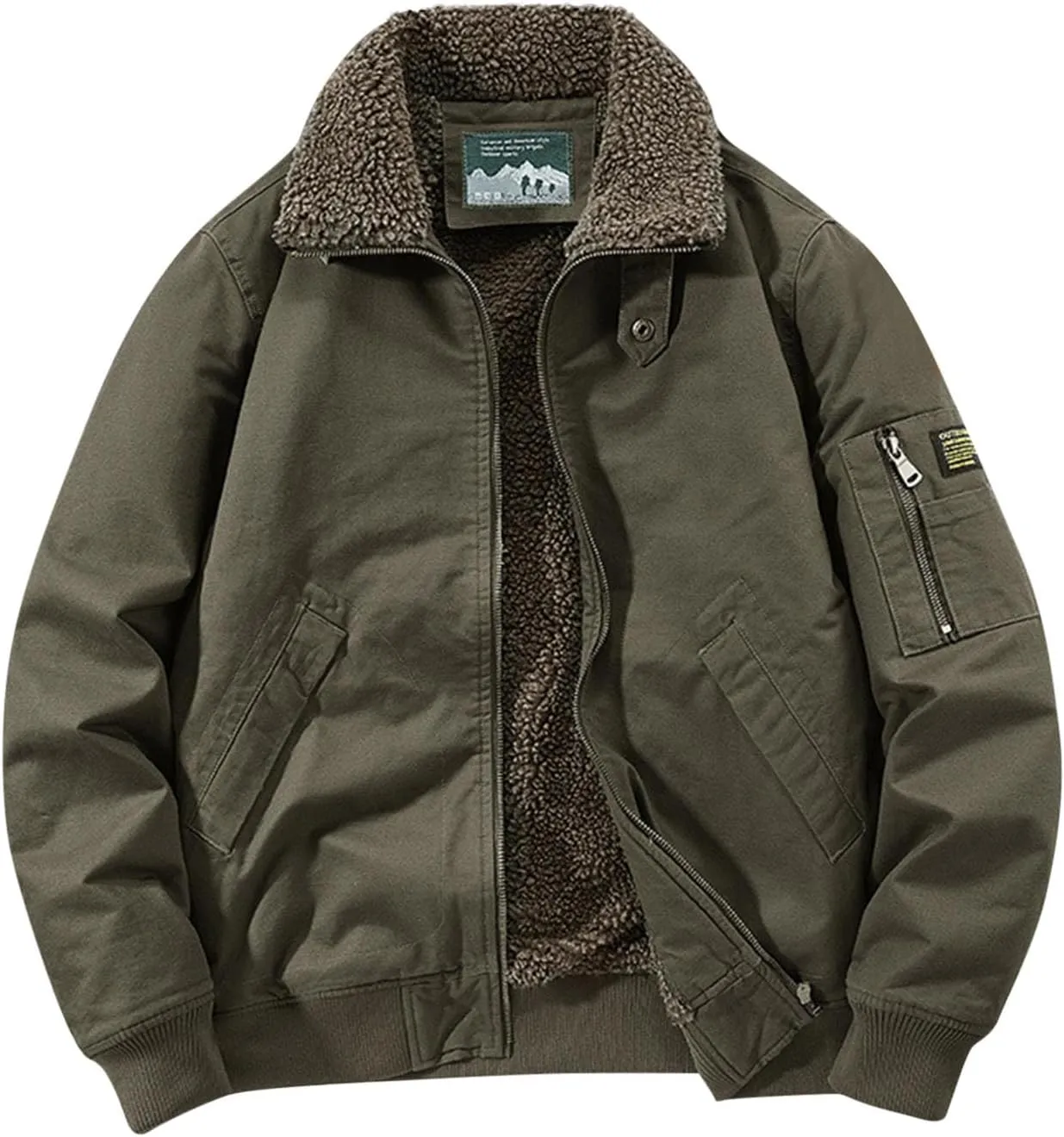 Men's Winter Warm Bomber Jackets Vintage Heavyweight Insulated Jackets Military Thermal Sherpa Lined Motorcycle Coats