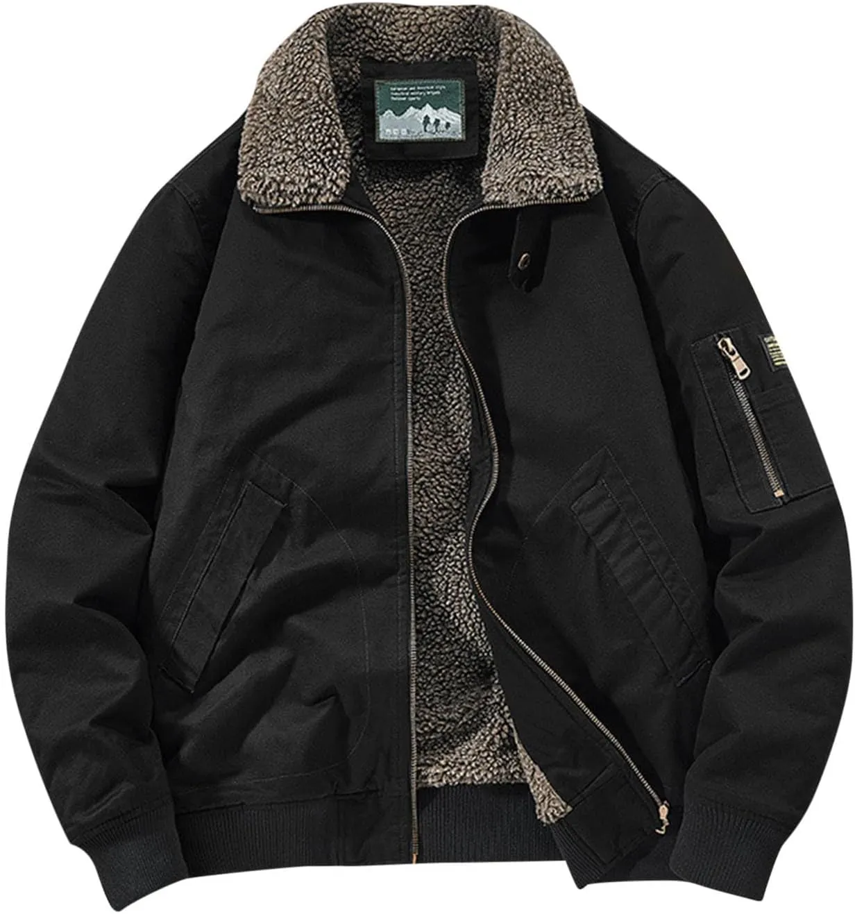 Men's Winter Warm Bomber Jackets Vintage Heavyweight Insulated Jackets Military Thermal Sherpa Lined Motorcycle Coats