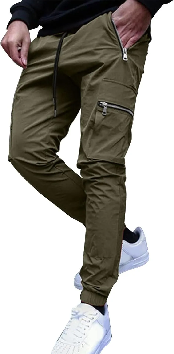 Mens Workout Cargo Sweatpants for Men Relaxed Fit S-5XL Men's Tactical Pants Tactical Trousers with 6 Pockets Sports