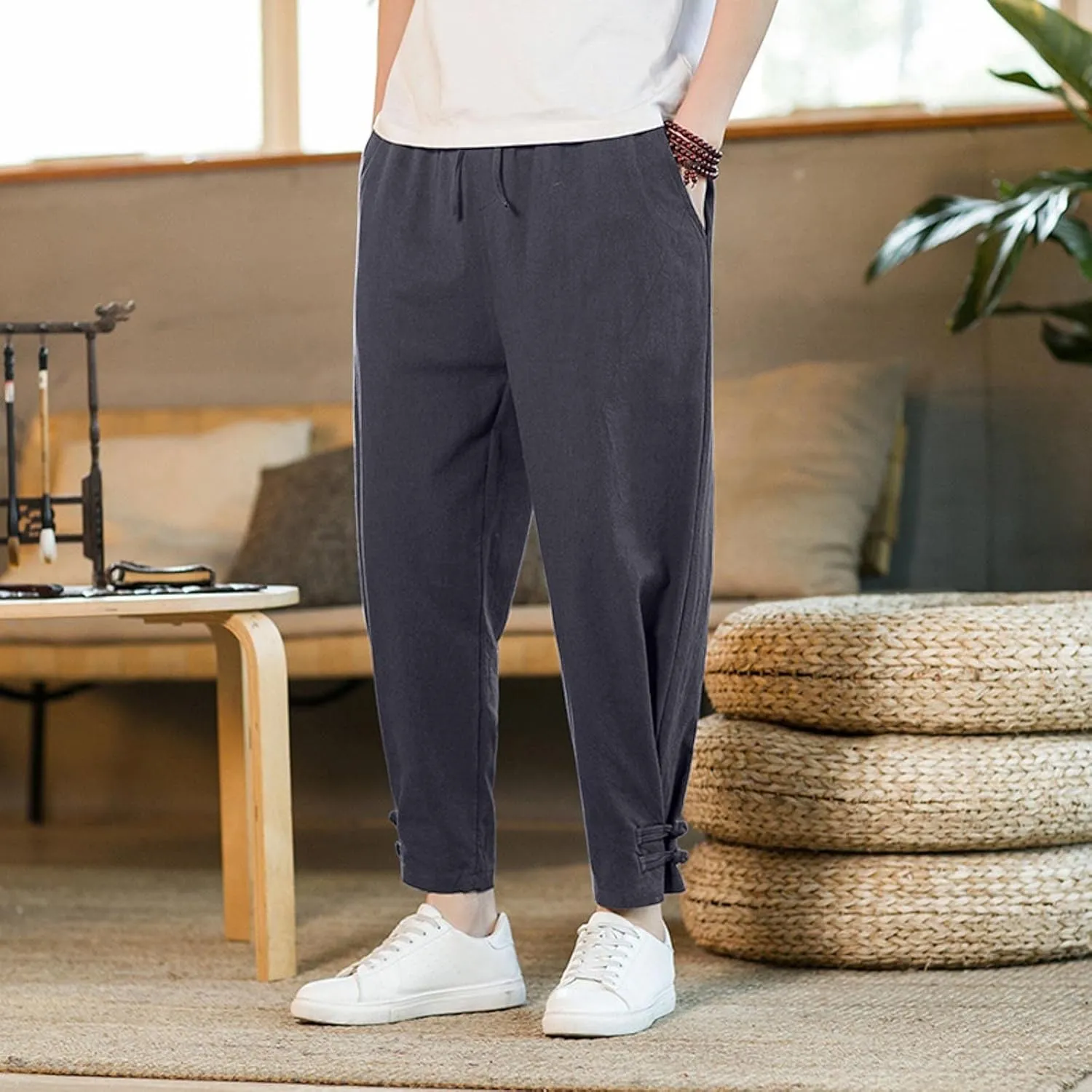 Mens Workout Cargo Sweatpants Pants Mens Athletic Workout Running Jogger Pants with Pockets Cargo Pants for Men Black
