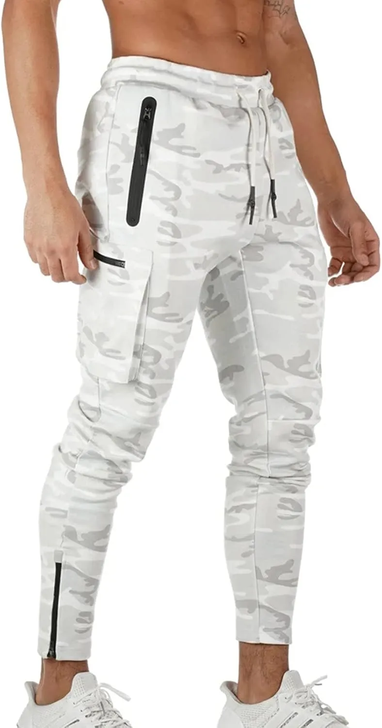 Mens Workout Cargo Sweatpants Trousers Work Wear Combat Fitness Drawstring Pockets Rope Loose Sweatpant 2023 Outdoor