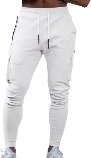Mens Workout Cargo Sweatpants Trousers Work Wear Combat Fitness Drawstring Pockets Rope Loose Sweatpant 2023 Outdoor