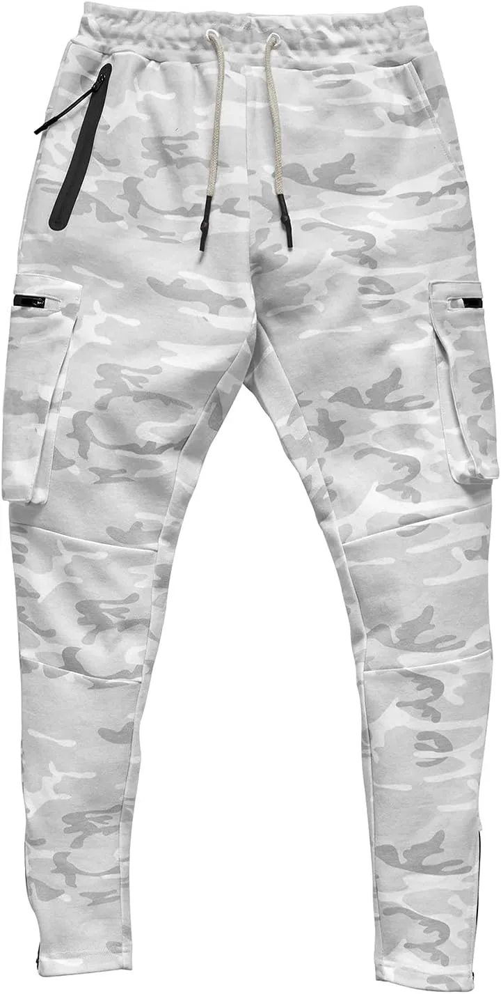 Mens Workout Cargo Sweatpants Trousers Work Wear Combat Fitness Drawstring Pockets Rope Loose Sweatpant 2023 Outdoor