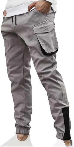 Muscularfit Mens Khaki Pants 2023 Casual Multi Pockets Drawstring Elastic Waist Cargo Pants Cotton Joggers Athletic Pants