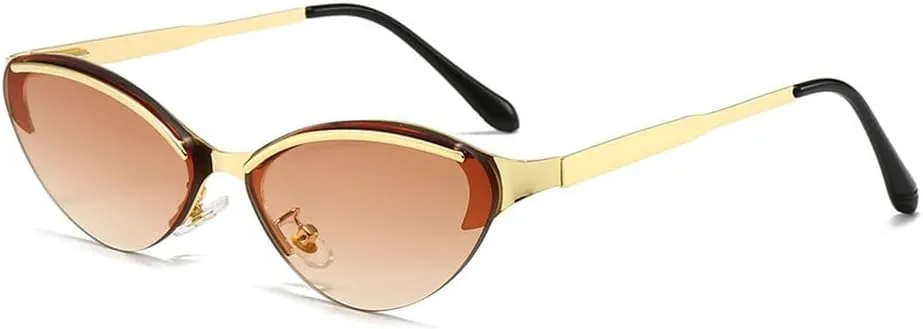 New 2025 Fashion Trend Sunglasses Metal Frameless Slingshot Legs Cat-Eye Sunglasses Women Street Photography Glasses Outdoor Sunglass