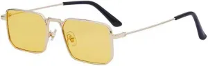 New 2025 Retro Rectangle Sunglasses for Women Men, Metal Frame Punk Sun Glasses Vintage Travel Shades UV400 Protection,gold,yellow