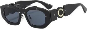 New 2025 Steampunk Sunglasses Women Luxury Gradient Sun Glasses Female Fashion Retro Punk Shades Eyewear Men,Black Gray,one size