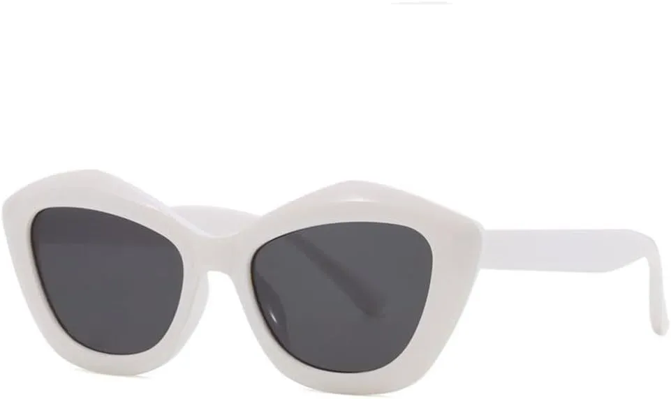 New 2025 Vintage Retro Style Sunglasses for Women Fashion Cat Eye Shape Outdoor Sun Glasses Stylish Female Sunglass,White Gray