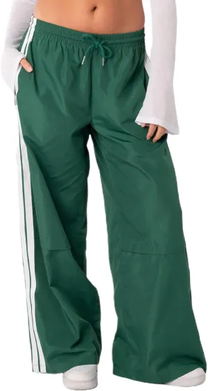 NUFIWI Women Y2k Striped Sweatpants Elastic High Rise Drawstring Track Pants Wide Leg Side Stripes Joggers with Pockets