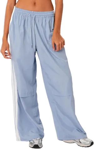 NUFIWI Women Y2k Striped Sweatpants Elastic High Rise Drawstring Track Pants Wide Leg Side Stripes Joggers with Pockets